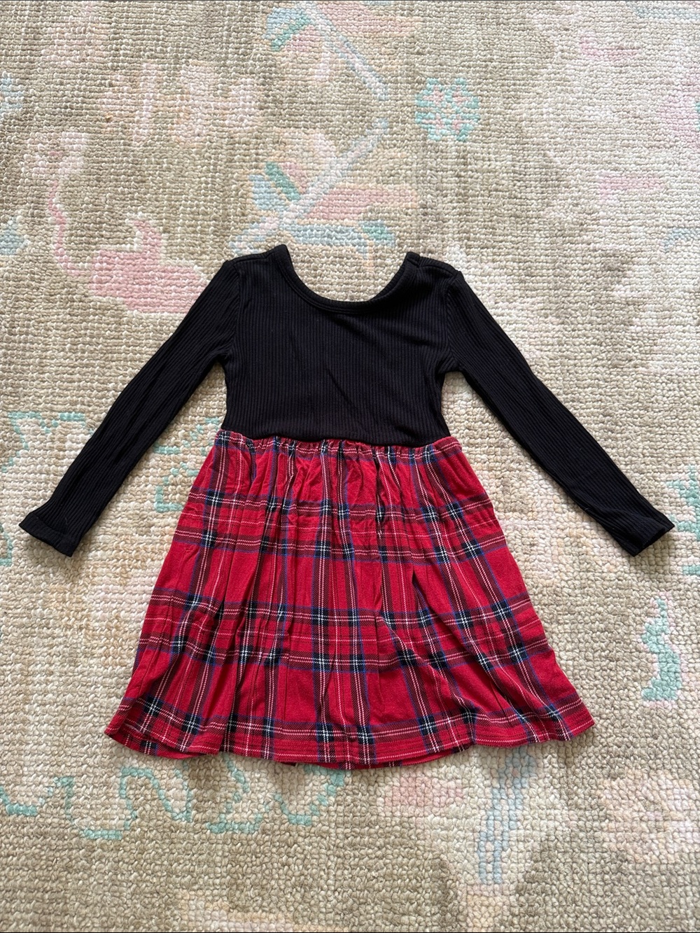 Little Sleepies Play Dress Black Top with Red Plaid Skirt Dress